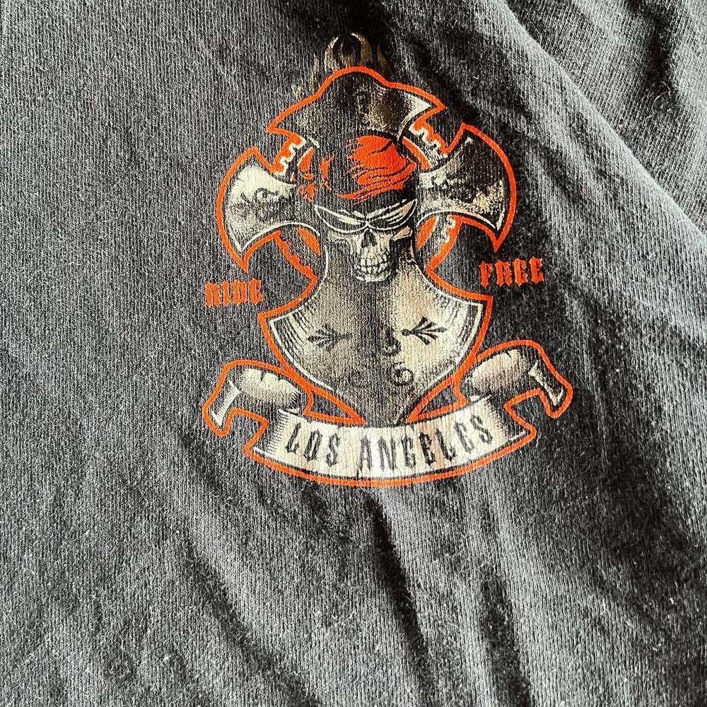 Vintage 90's Biker Flame Tee, Los Angeles Skull Graphic, Men's Size XL